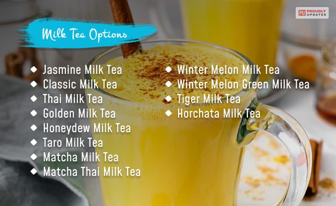 Tastea Menu Milk Tea Options
