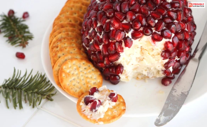 Pomegranate Jeweled White Cheddar Cheese Ball  